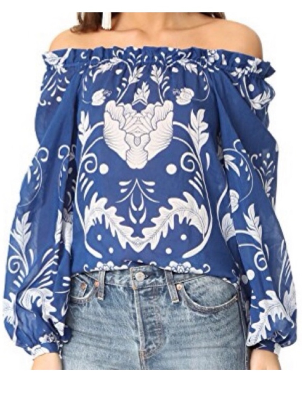 Alice McCall My Sweet Lord Blouse blue white floral women’s size 6 top silk top